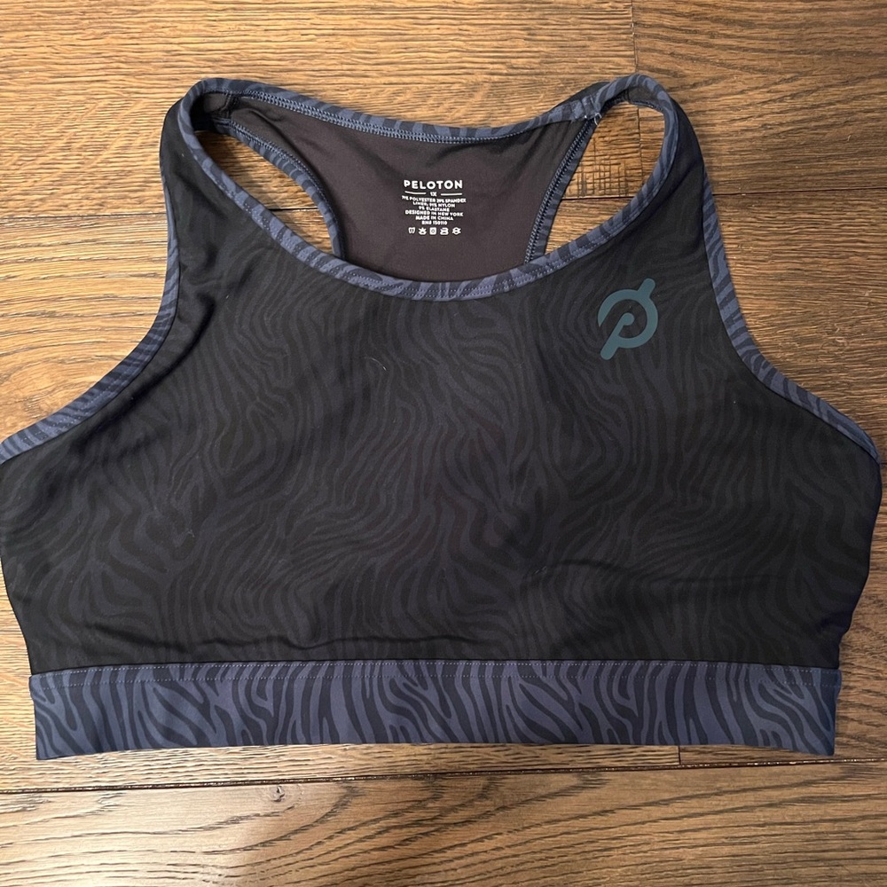 Peloton high impact  zebra sports bra.